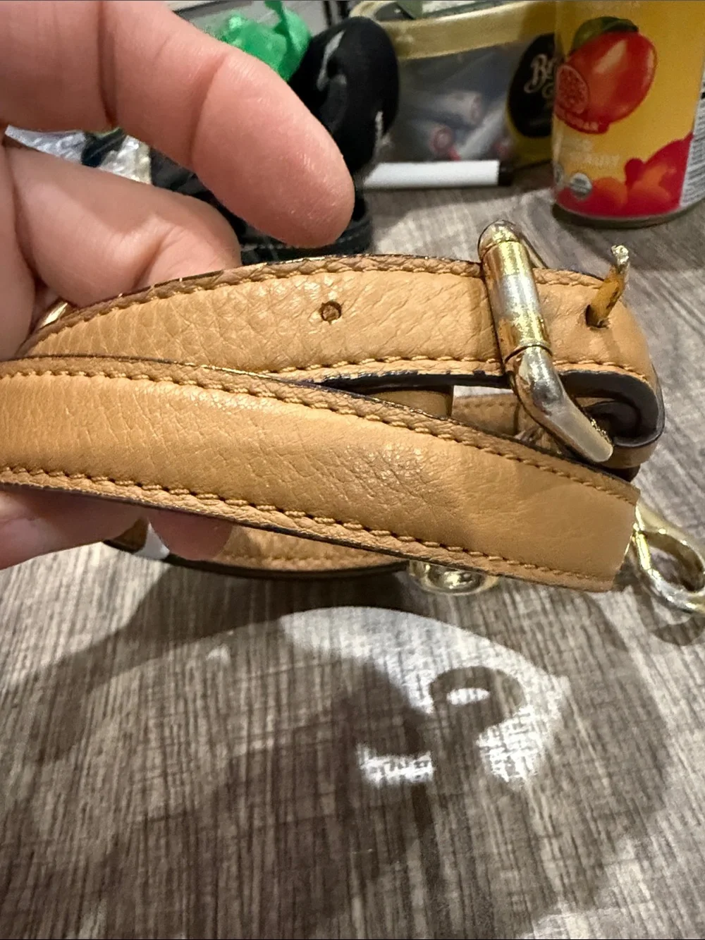 MCM Tan Leather Belt Strap  bag with Gold Hardware